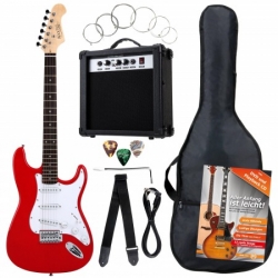 ROCKTILE BANGER'S PACK ELECTRIC GUITAR SET, 8-PIECE RED